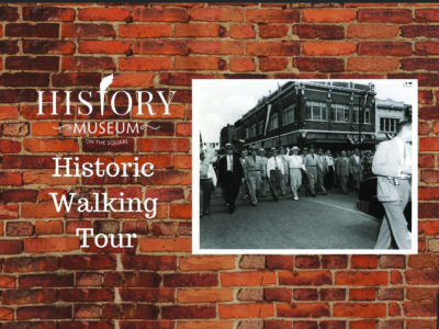 Event poster for Historic Walking Tour- History Museum on the Square