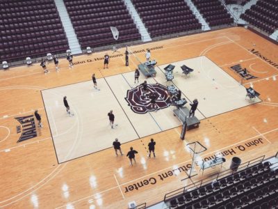 The volleyball court at Missouri State University