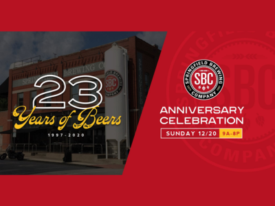 Event poster for Springfield Brewing Company 23rd Anniversary Celebration