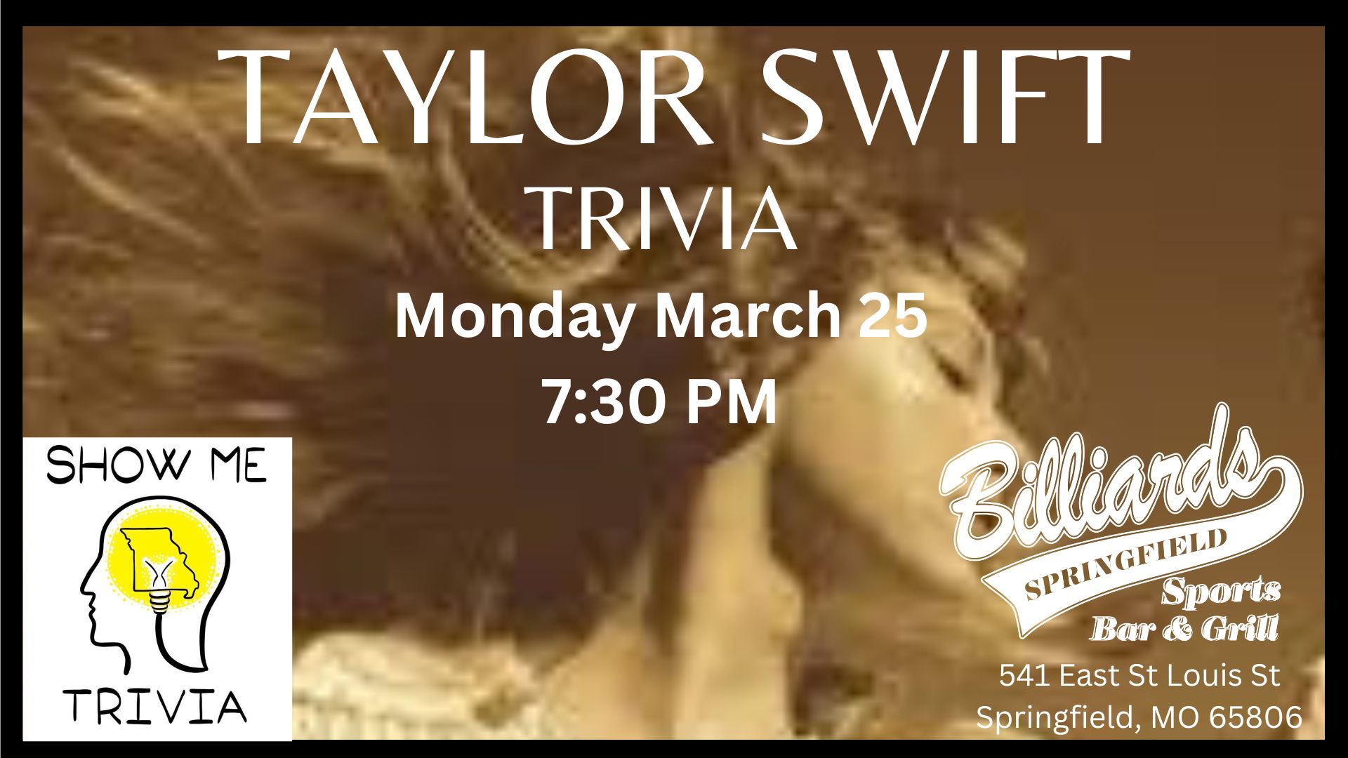 Taylor Swift Trivia at Billiards!