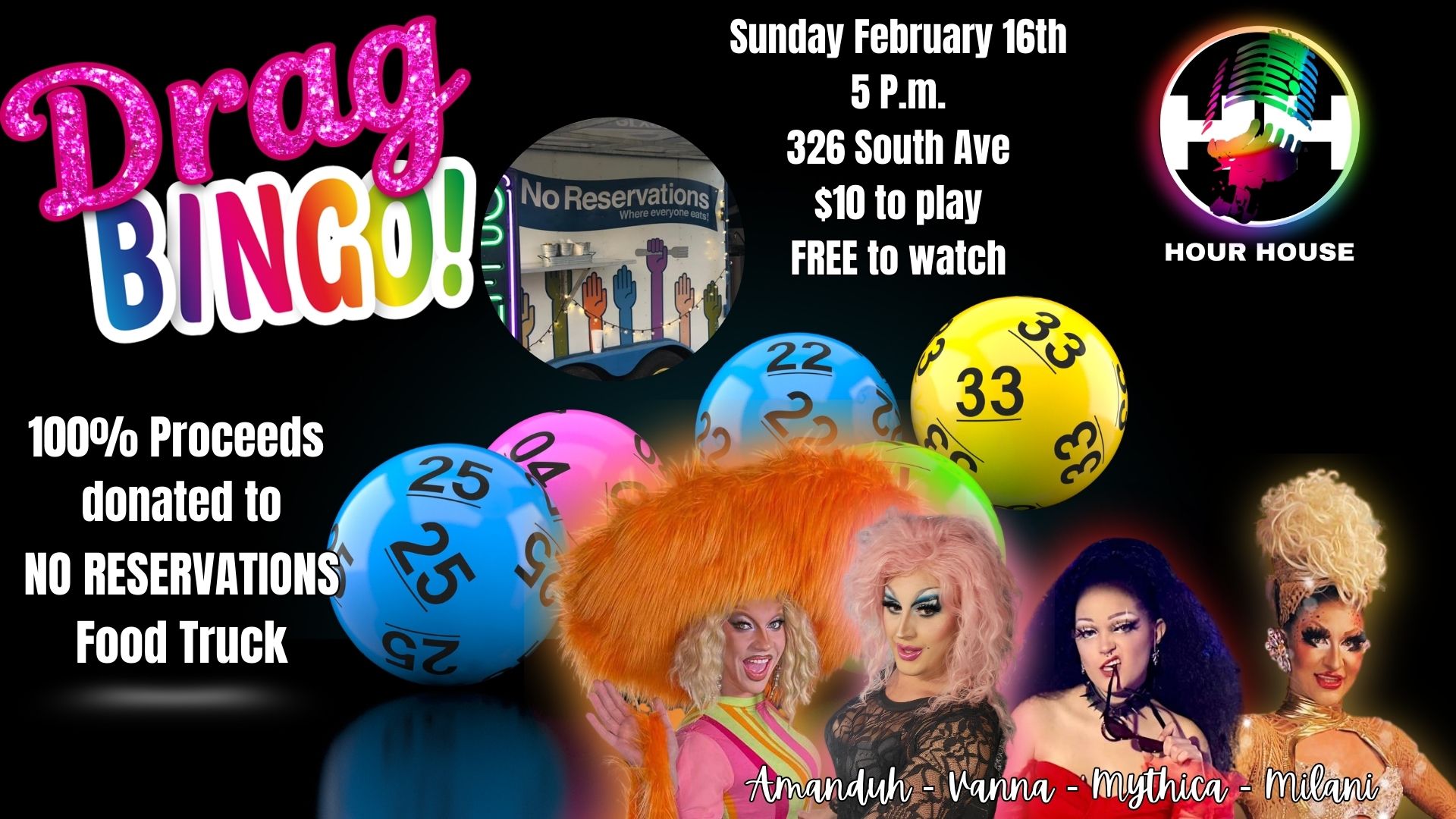 Drag BINGO benefitting No Reservatoins Food Truck